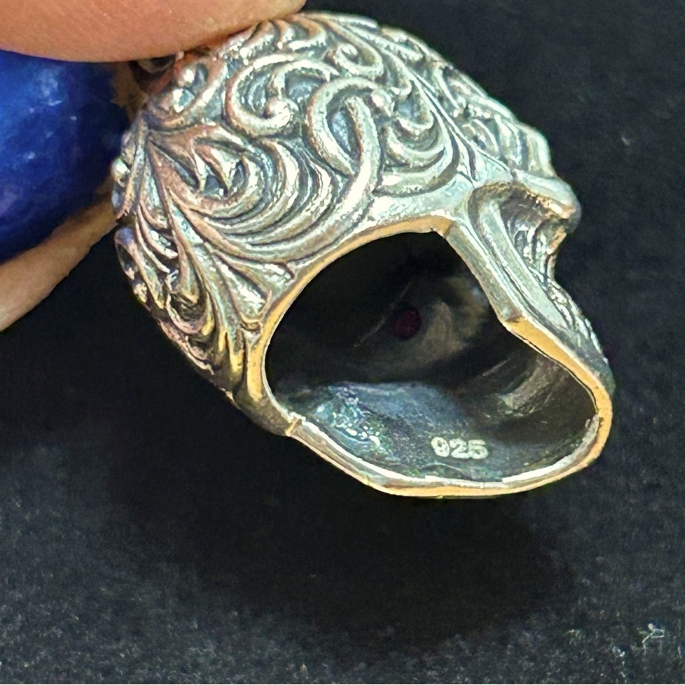 Skull with  rubies Sterling  Silver 925 pendant - Picture 5 of 10